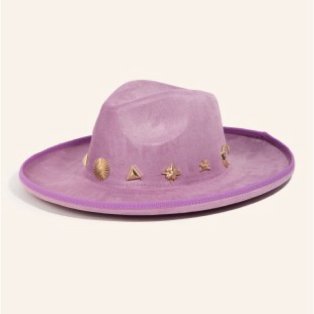 Lavender Wide-Brim Studded Women's Hat